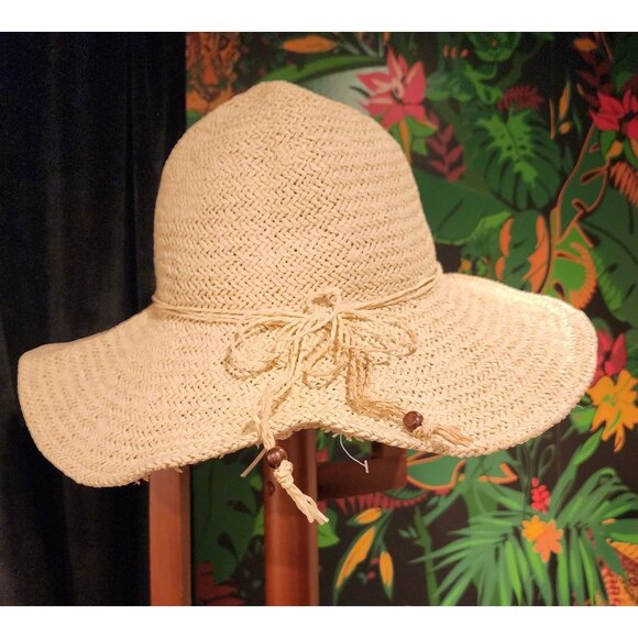Women's Wide Brim Straw Sun Hat With Bow Detail Lethmik Brand Adjustable Fit Nat - Picture 1 of 8
